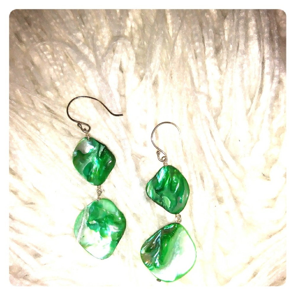 Jade green stunning stone earrings.